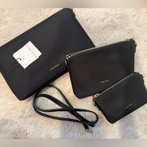 Mina Baie Black Nylon Crossbody Pouch Set